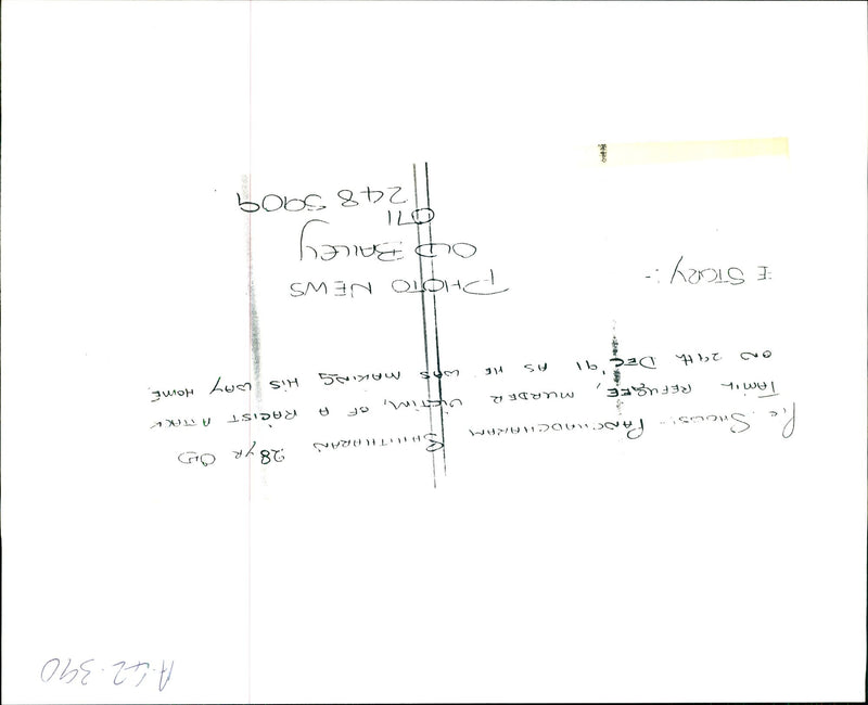 DAITHARAN PIC SNOWS PANO COCHARAM RACIST ATEL UIM TAMIL REFUGEE MURDER - Vintage Photograph