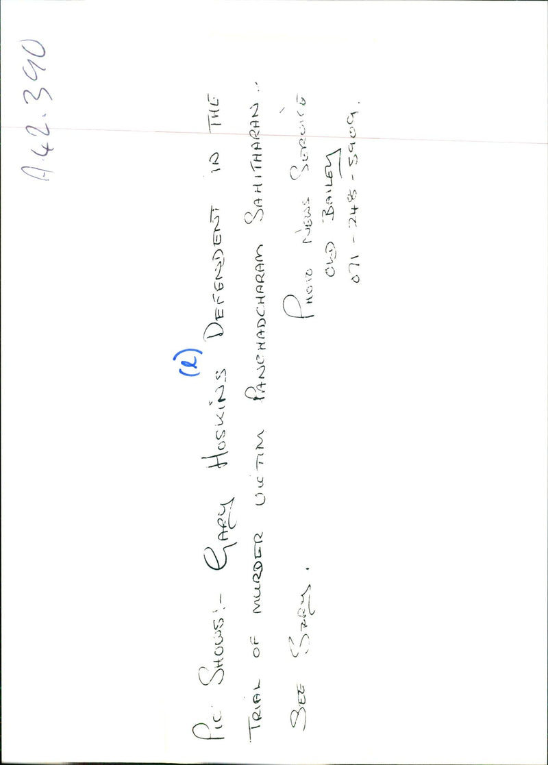 GARY HOSKINS DEFENDENT TRIAL MURDER OCTM PANER CHADCHARAN OLD BAILEY - Vintage Photograph