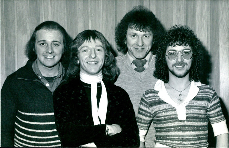 Black Lace British pop group members are from left to right: Steve Sholey, Alan Barton, Terry Dobson, Colin Routh - Vintage Photograph