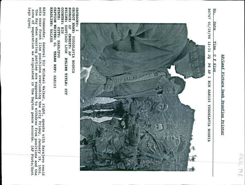 1996 NATO COMMANDER GENERAL SIR MICHAEL SANTIAGO LYON TITLE WRITER COUNTRY - Vintage Photograph