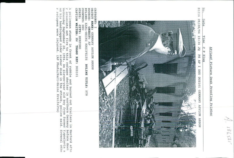 1994 ELEVEN YEAR OLD BOY FROM KARL HEINZ KREIFELTS POLICE WRITER TITLE DIED - Vintage Photograph