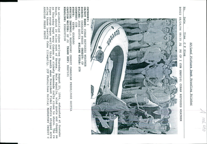 1994 RAIN SQUALLS WIND GUSTS AND CHOPPY JOSE GOITIA WRITER PRESS PRESIDENT - Vintage Photograph