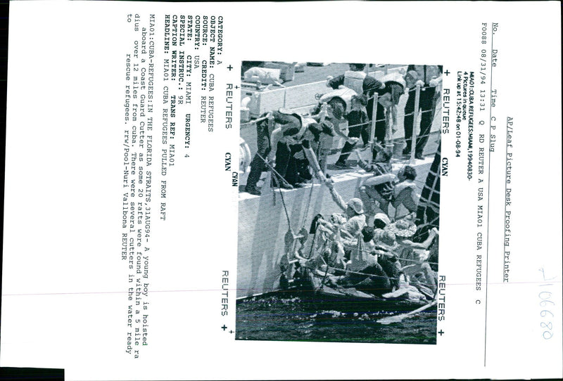 1994 MIAO CUBA REFUGEES MIAMI PICTURES QUEUE LINK USA WRITER COUNTRY - Vintage Photograph