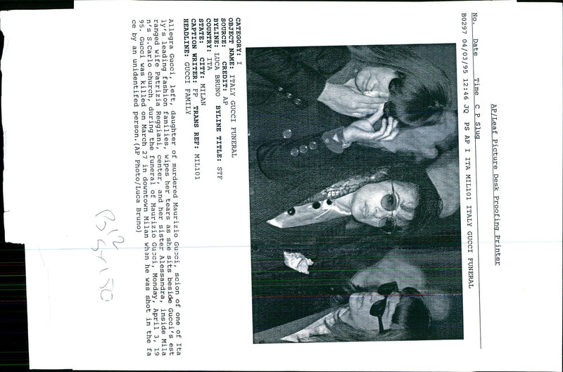 1995 MAURIZIO GUCCI SCION ONE ITA LYS LEADING FAS BRUNO WRITER WIFE ITALY - Vintage Photograph