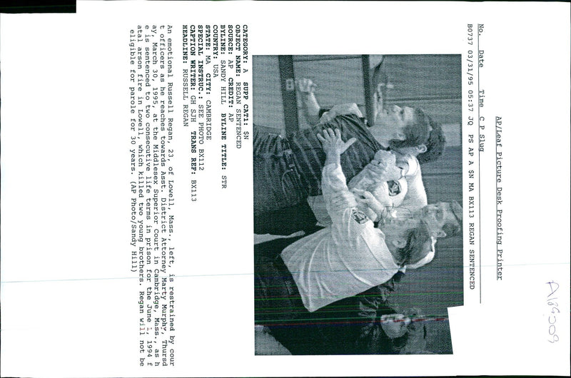 1995 RUSSELL REGAN WAS SENTENCED TWO MARTY MURPHY TITLE USA WRITER COUNTRY - Vintage Photograph