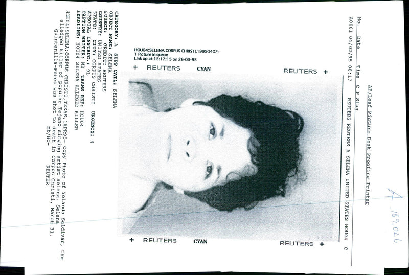 SELENA QUINTANILLA PEREZ WAS SHOT DEA HOU EEADLINE WRITER ARTIST UNITED - Vintage Photograph