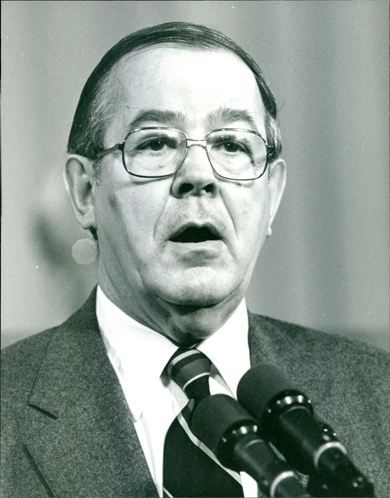 Alden Clausen in a interview - Vintage Photograph