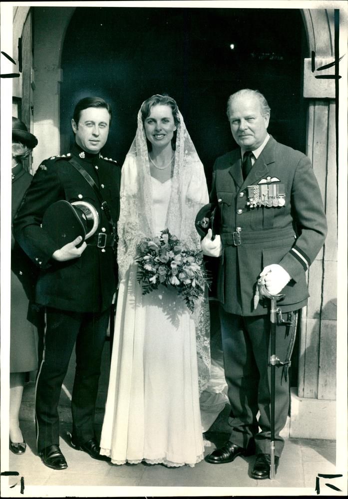 Wedding photograph of Captain Stuart Bird-Wilson and Miss Penelope Frow. With the father of the bride, Air Commodore Brian Frow - Vintage Photograph