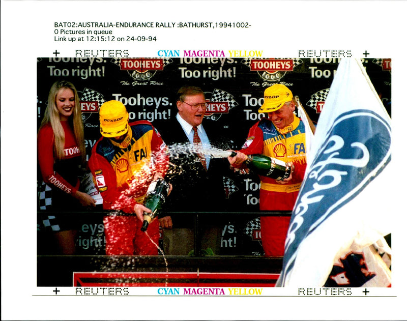 1994 CYAN MAGENTA YELLOW TONEYS TOOHEYS JOHN BOWE JOHNSON JIR CAR WRITER - Vintage Photograph