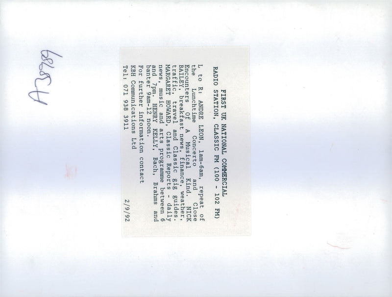 1992 FIRST NATIONAL COMMERC NICK ROGERS MARGARET HOWARD HENRY KELLY MUSIC - Vintage Photograph