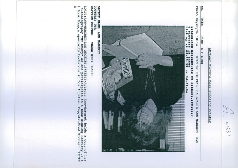 1994 ACTRESS ANN MARG FRED PROUSER MARGRET LOS ANGELES USA WRITER COUNTRY - Vintage Photograph