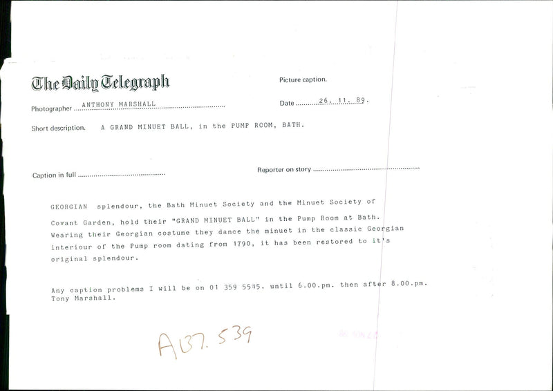 A Grand Minuet Ball, in the Pump Room Bath - Vintage Photograph