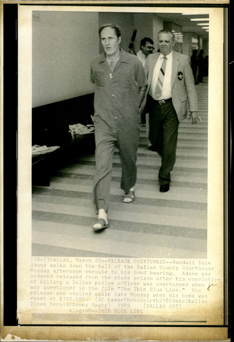 1989 RANDALL DALE ADAMS WAS ORDERED RELEASED FROM THE STATE POLICE OFFICER FILM - Vintage Photograph