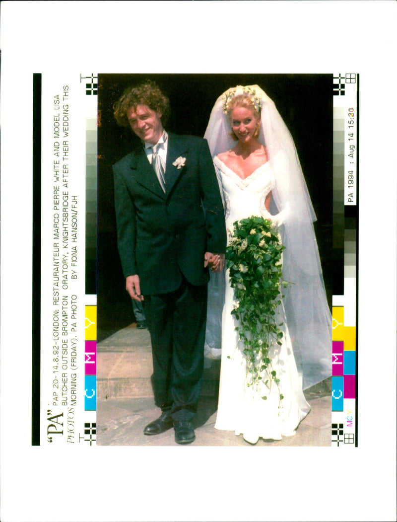 1994 MARCO PIERRE WHITE AND MODEL LISA BUTCHER WERE MARR FIONA HANSON WEDDING - Vintage Photograph