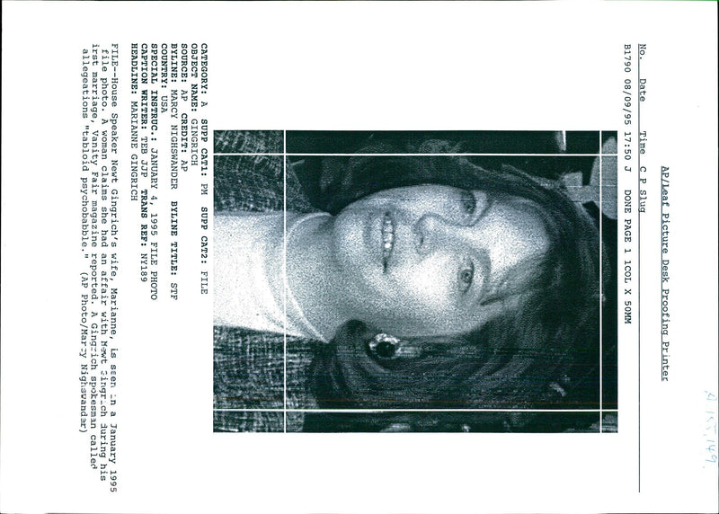 1995 WOMAN CLAIMS SHE MARCY NIGHSWANDER GINGRICH MARY WRITER WIFE USA TITLE - Vintage Photograph