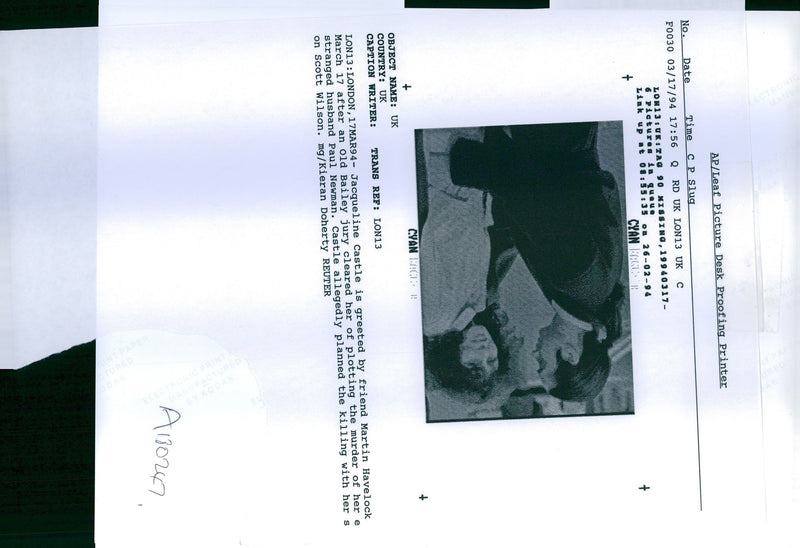 1994 LEAF PICTURE DESK PROOFING OLD BAILEY PAUL WRITER COUNTRY JACQUELINE - Vintage Photograph