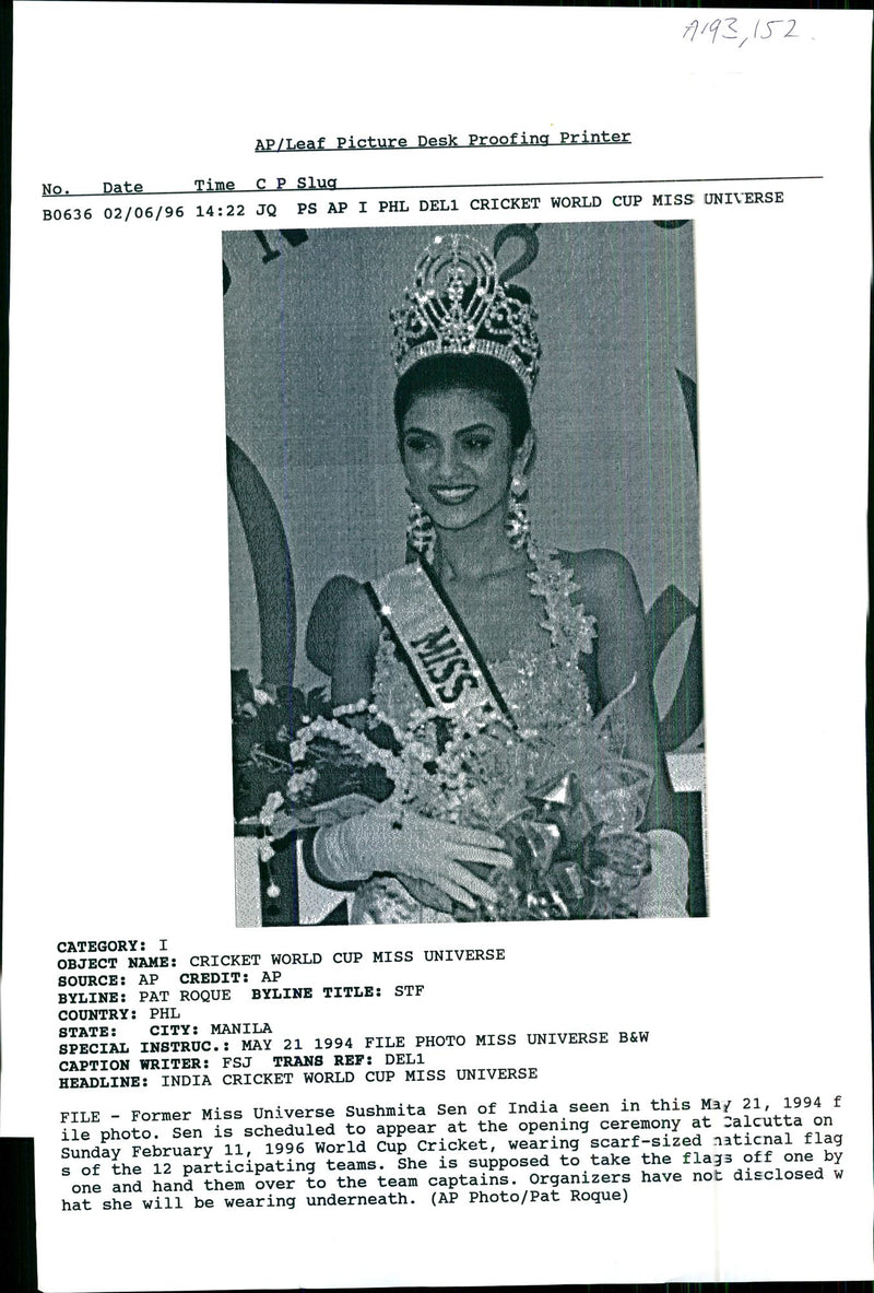 Miss Universe Sushmita Sen - Vintage Photograph