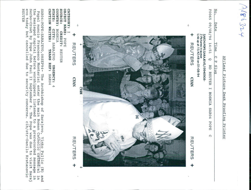1994 THE POPE WAS DUE VISIT SARAJEVO TODAY BUT JOHN PAUL WRITER CAPITAL - Vintage Photograph