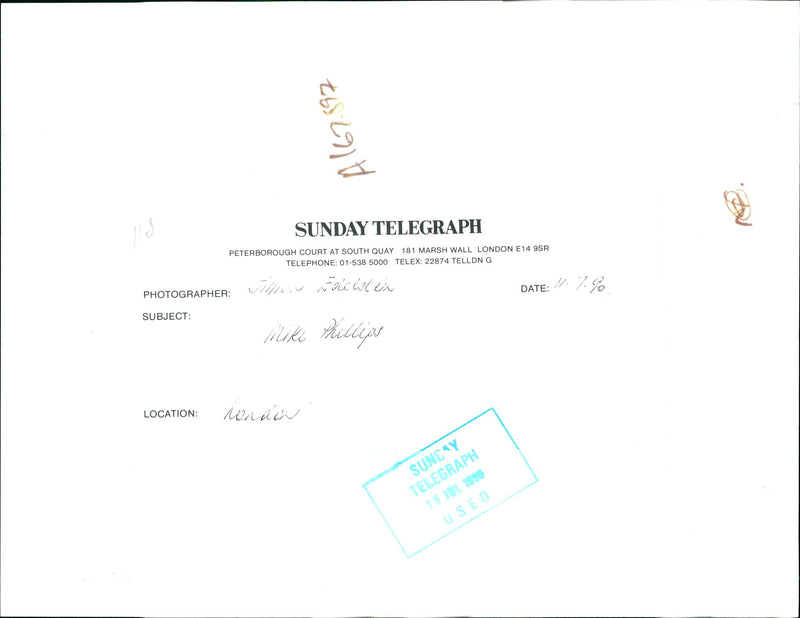 British Writer Mike Phillips - Vintage Photograph