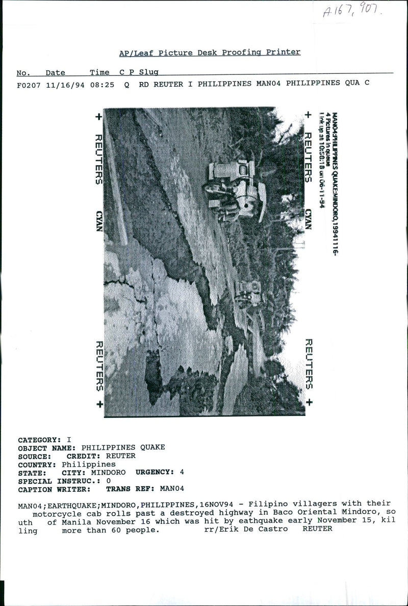 1994 LEAF PICTURE PROOFING ERIK CASTRO REUTER WRITER COUNTRY EARLY - Vintage Photograph