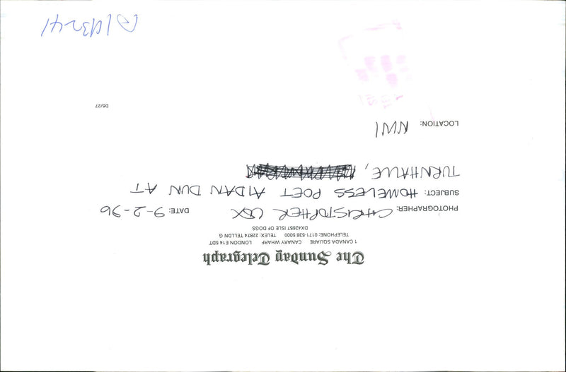 1996 THE SUNDAY TELEGRAPH PUBLISHED HODDER STOUGHT CHRISTOPHER COX POET - Vintage Photograph