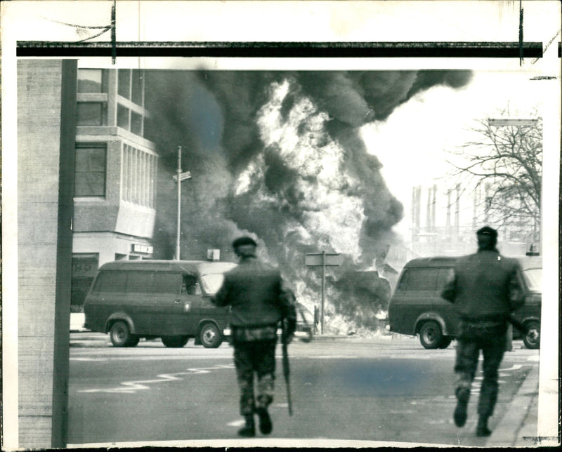 Flames leaping from an oil tanker - Vintage Photograph