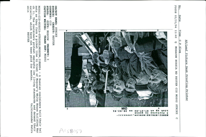 1994 COALMINERS PROTEST AGAINST LOW LIVING STANDARDS AND RUSSIAN WRITER RUSSIA - Vintage Photograph