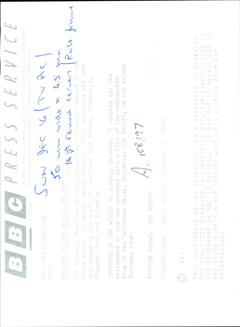 Colombian musician Joe Arroyo - Vintage Photograph