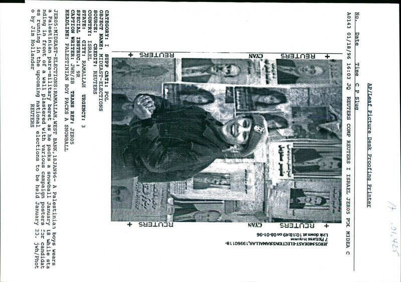 1996 JEROS MIDEAST ELECTIONS JIM HOLLANDER MILITARY WRITER COUNTRY NATIONAL - Vintage Photograph