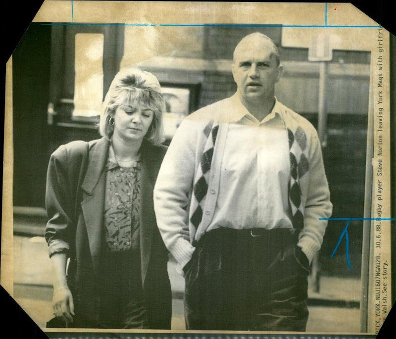 Steve Norton leaves court with girlfriend Karen Walsh - Vintage Photograph