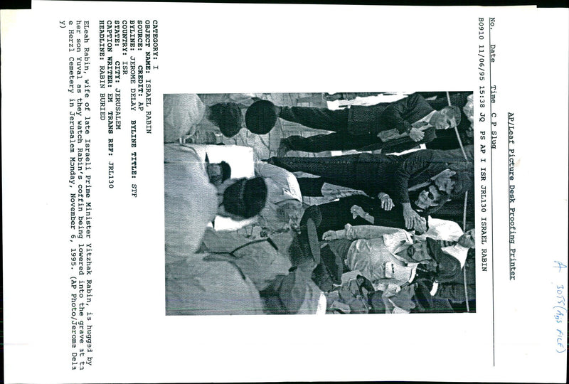 1995 LEAH RABIN WIFE LATE ISRAELI TONY PRIME JEROME TITLE WRITER COUNTRY - Vintage Photograph