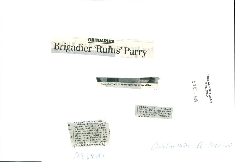 Brigadier Richard Parry - Vintage Photograph