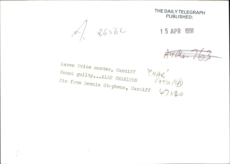 Alan Charlton, guilty in Karen Price murder case - Vintage Photograph