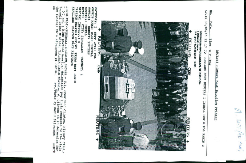 1995 TONY PRIME CLINTON HILLARY CLINTO RABIN WRITER DAVID COUNTRY PRESIDENT AMERI - Vintage Photograph