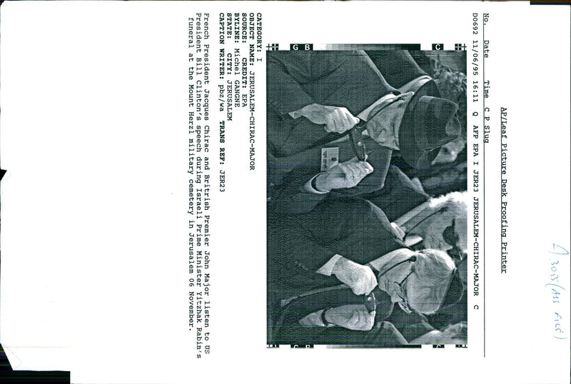 1995 FRENCH PRESIDENT JACQUES CHIRAC AND BRIT TONY PRIME JER JERUSALEM WRITER - Vintage Photograph