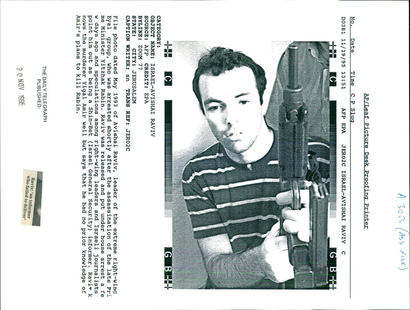 1993 ASS FILE LEAF PICTURE DESK PROOFING EYAL WRITER LEADER PUBLISHED WELL - Vintage Photograph