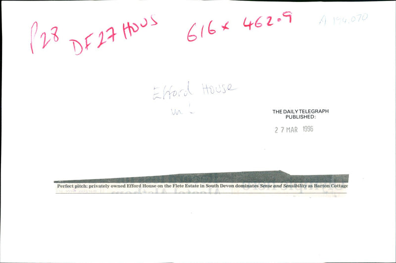 1996 EFFORD HOUSE THE FLETE ESTATE SOUTH DEVON DOMINATES BARTON PUBLISHED - Vintage Photograph