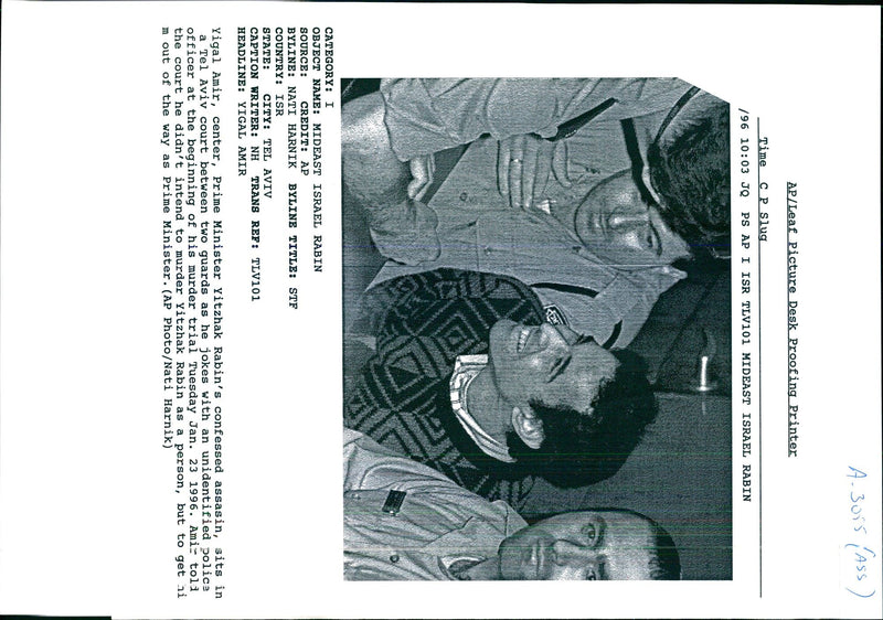 1996 ASS TONY PRIME YITZHAK RABIN POLICE WRITER OFFICER COUNTRY TITLE - Vintage Photograph
