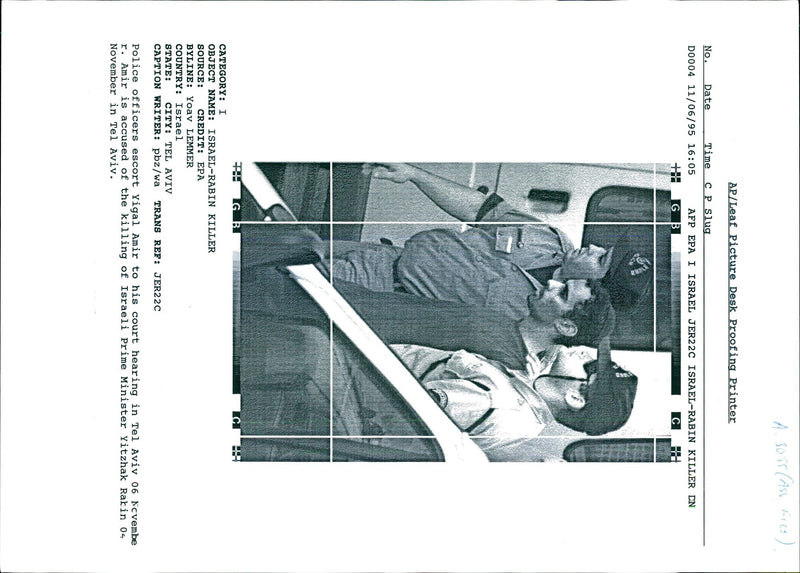 YIGAL AMIR ACCUSED TONY PRIME YITZHAK RABIN POLICE WRITER COUNTRY - Vintage Photograph