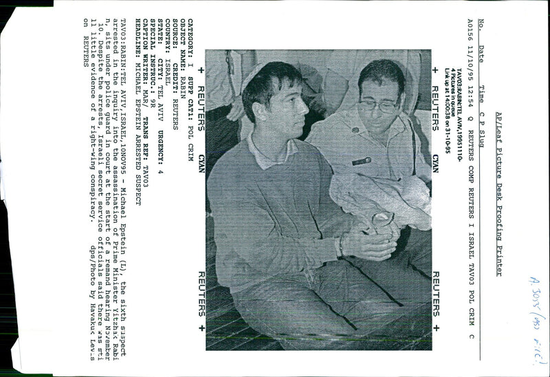 1995 MICHAEL EPSTEIN THE SIXTH SUSP TONY PRIME RABIN POLICE WRITER COUNTRY - Vintage Photograph