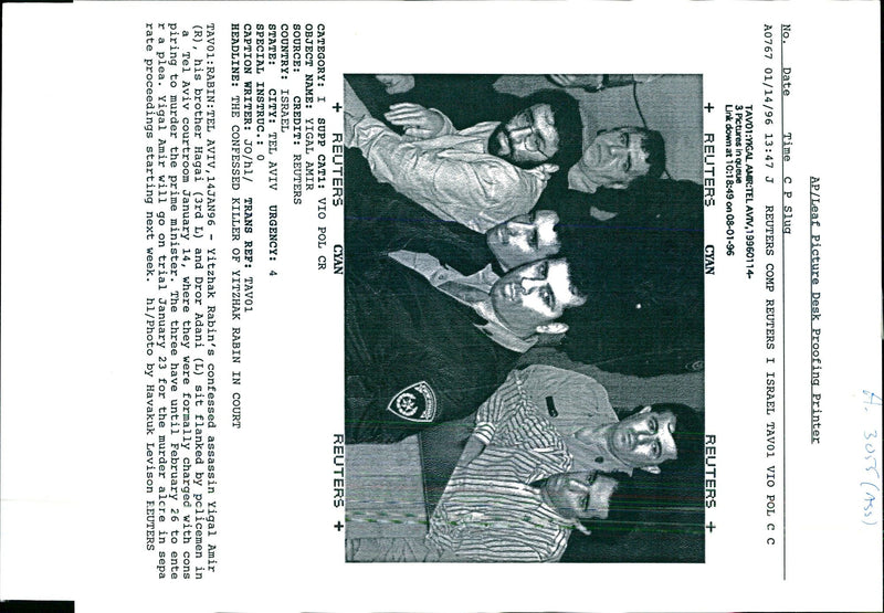 1996 YITZHAK RABINS CONFESSED ASSASSIN YIGAL AMIR TONY PRIME WRITER COUNTRY - Vintage Photograph