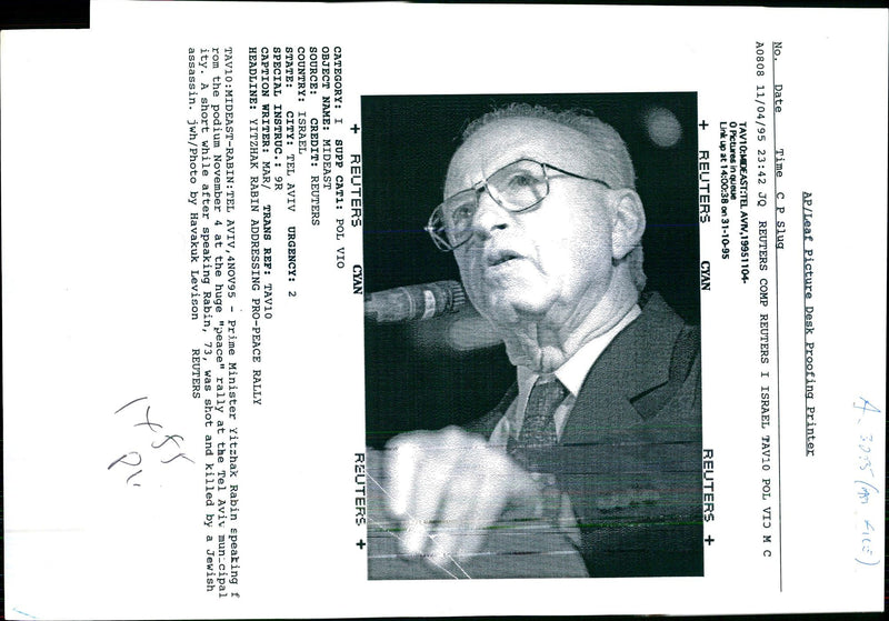1995 YITZHAK RABIN WAS SHOT AND KILLED JEW TONY PRIME PLI WRITER COUNTRY - Vintage Photograph