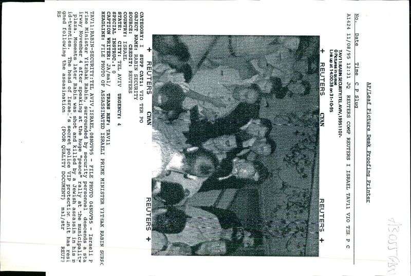 1995 ISRAELI RIME MINISTER YITZHAK TONY PRIME MAL POLICE WRITER COUNTRY - Vintage Photograph