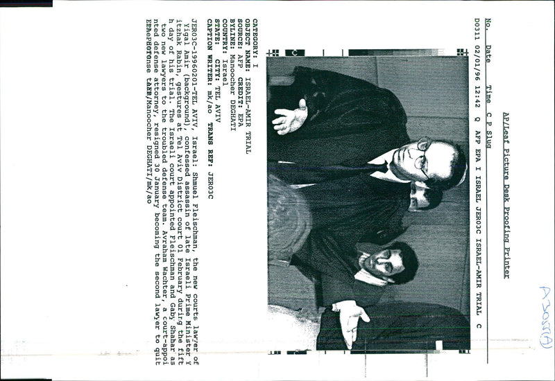 1995 SHMUEL FLEISCHMAN AND GABY TONY PRIME ITZHAK RABIN WRITER SECOND COUNTRY - Vintage Photograph