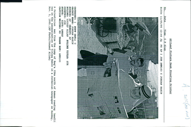 1995 PALESTINIAN MAN FROM THE CAMP BAQA YOUSEF ALLAN TITLE WRITER COUNTRY - Vintage Photograph