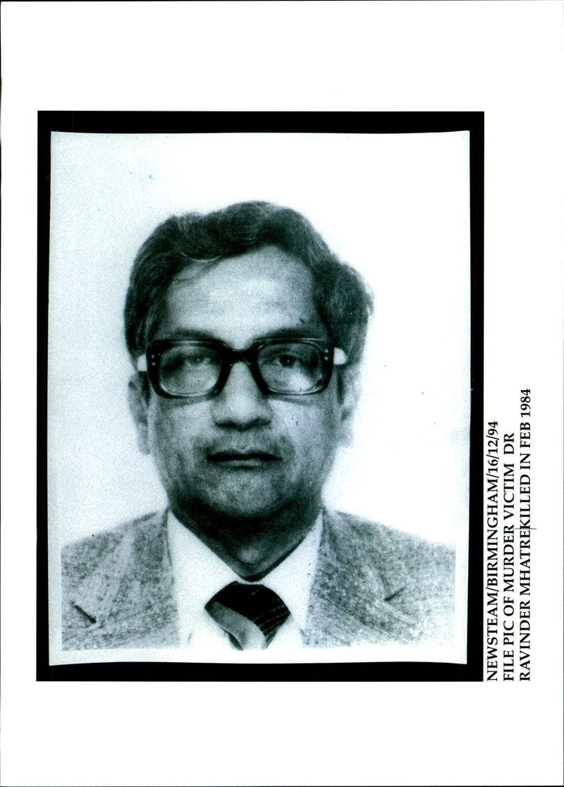 1984 RAVINDER MHATREKILLED FEB NEWSTEAM BIRMINGHAM FILE PIC MURDER VICT - Vintage Photograph