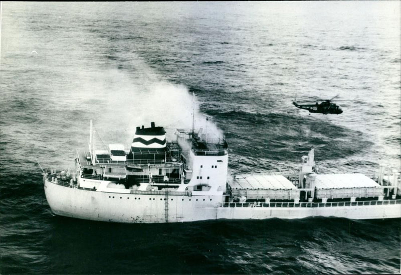 The Blaze on oil ship Anatina - Vintage Photograph