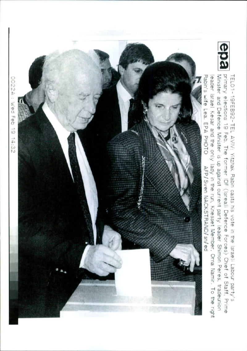 Yitzhak Rabin and his wife Lea. - Vintage Photograph