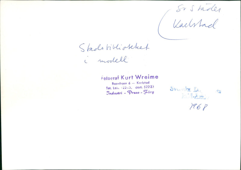 Model of the city library in Karlstad. - Vintage Photograph