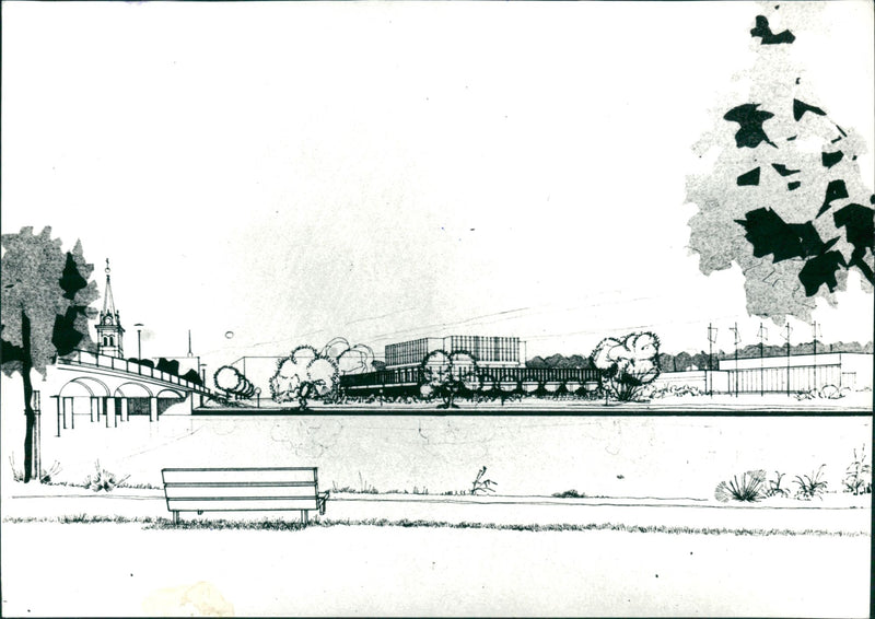 Model of the city library in Karlstad. - Vintage Photograph